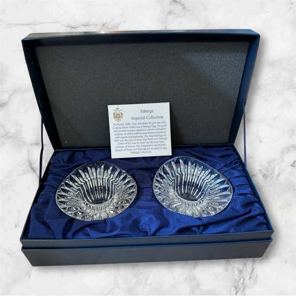 FABERGE IMPERIAL COLLECTION CRYSTAL CANDLE HOLDERS NEW 100% AUTHENTIC RARE - Picture 1 of 5